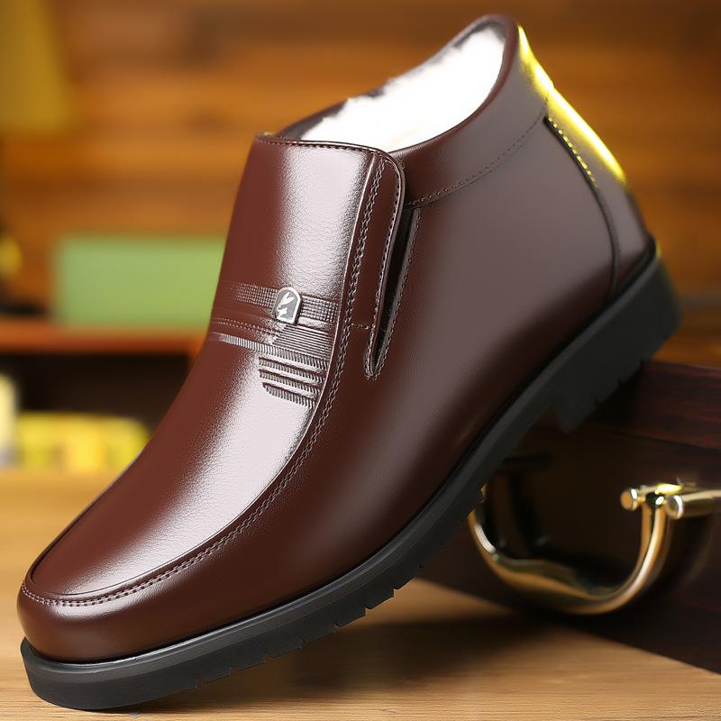 

Men s cotton shoes winter velvet warm high-top cotton leather shoes men s thickened wool non-slip dad shoes foreign trade 45