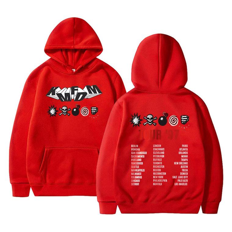 Rock Band Kmfdm Tour 97 Graphic Hoodie Men Women's Vintage Gothic Punk Pullover Hoodies Unsiex Casual Fleece Cotton Sweatshirt