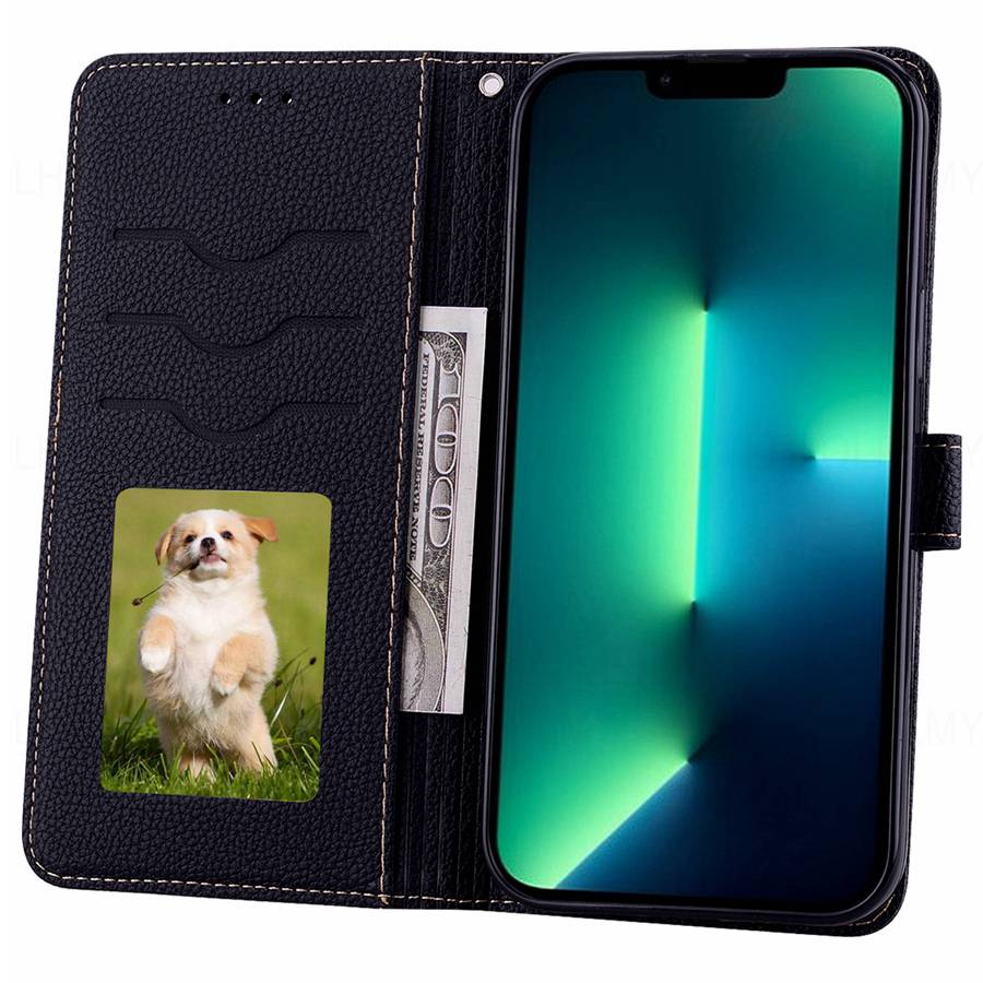 Litchi Texture Leather Flip Case For Motorola Edge 50 Pro 60 70 Fusion Moto G67 G77 G17 G57 Power G06 G35 G56 G54 G84 5G G34 G86 Wallet Phone Cover
