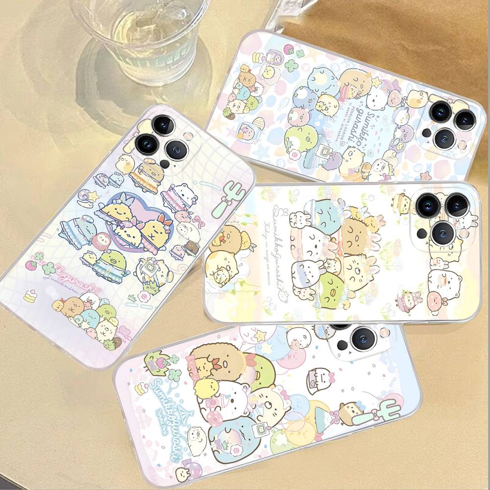 Anime S-Sumikko G-Gurashi  Transparent TPU Phone Case for iPhone 17 11 12 13 14 15 16 Pro Max 16 Plus Cover