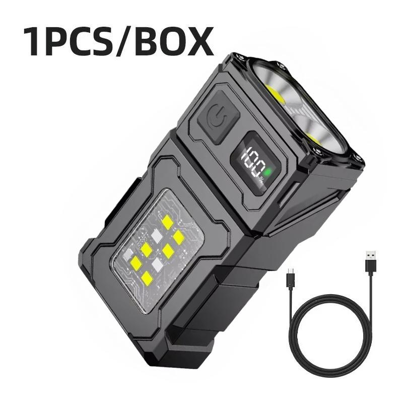 Rotatable Flashlight Magnetic Multi-Angle USB Rechargeable Mini Torch Portable LED Work Light with Cap Clip for EDC Camping Outdoor Use