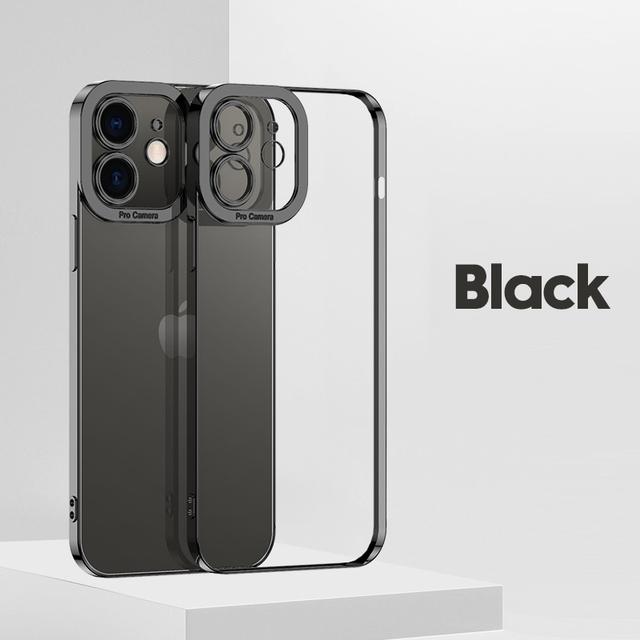 Lüks Kare Kaplama Çerçeve Şeffaf Kılıf Iphone 14 13 12 11 Pro Max Mini X Xs Xr 7 8 Artı Se Temizle Yumuşak Silikon Kapak