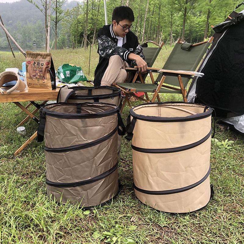 Bärbar hopfällbar soptunna för camping och trädgårdsarbete