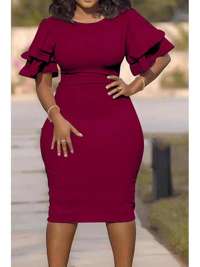 European & American Trendy Patchwork Slim Fit Plus Size Commuting Skirt Dress