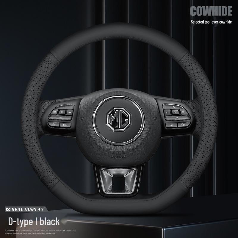MG5 Genuine Leather Steering Wheel Cover for RX3, i6max, ZS, Kulewei HS - Men's All-Season Grip Cover