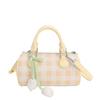 Womens Pu Pillow Bag With Contrast Check Pattern For Casual Daily Use