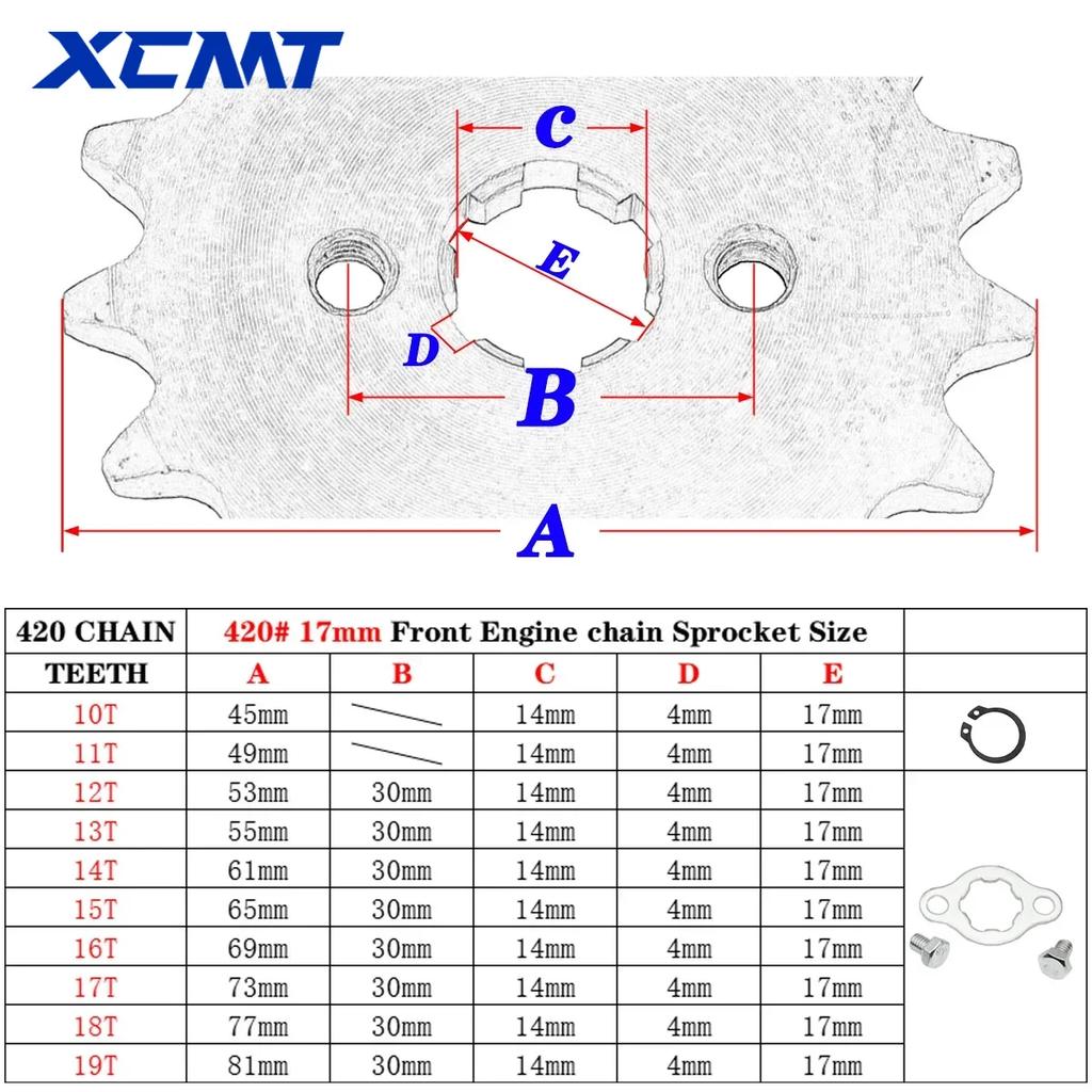 420H Chain 420 17mm 10 -19 Teeth Front Engine Sprockets For Taotao Kayo BSE Xmotos Apollo SSR Monkey Dax 110 125cc Dirt Pit Bike