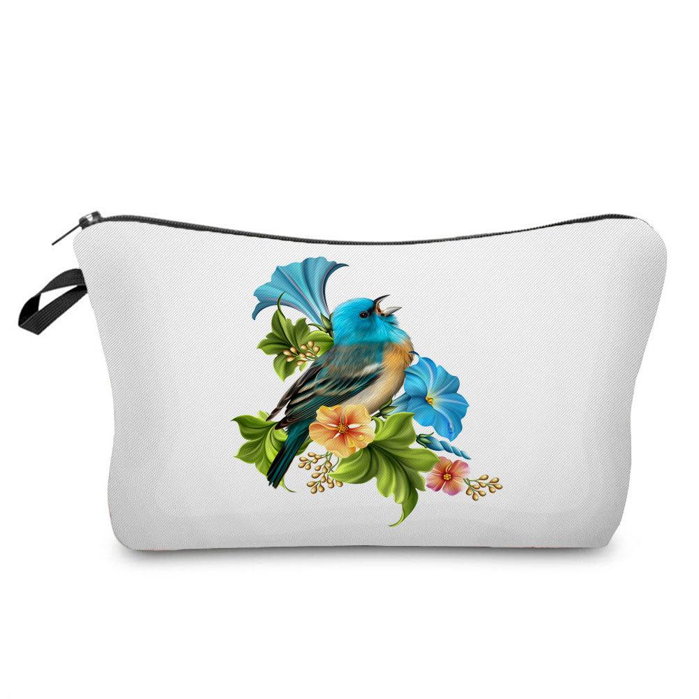 Women Bird Print Cosmetic Bag Toiletries Organize Travel Storage Case 6758