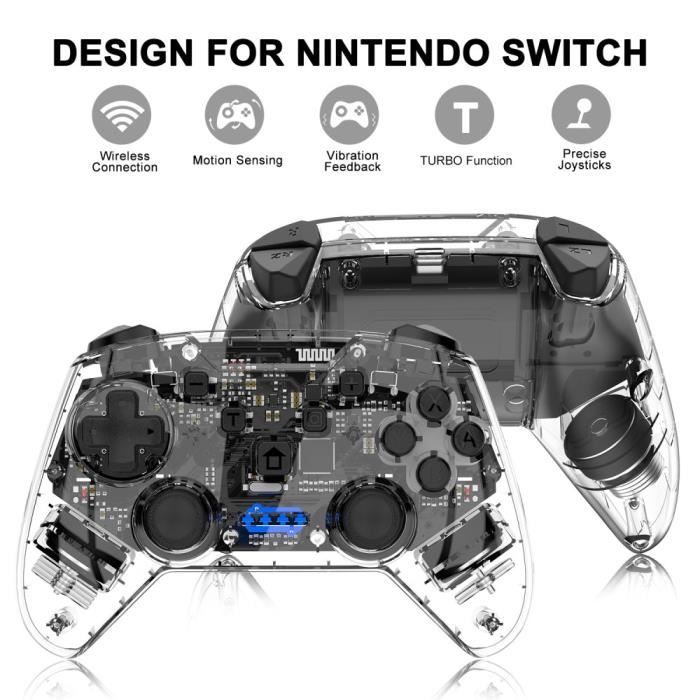 Manette de jeu - Bluetooth sans fil pour Nintendo Switch Pro/Lite - Compatible PC/Android - Anti-interférence - Noir