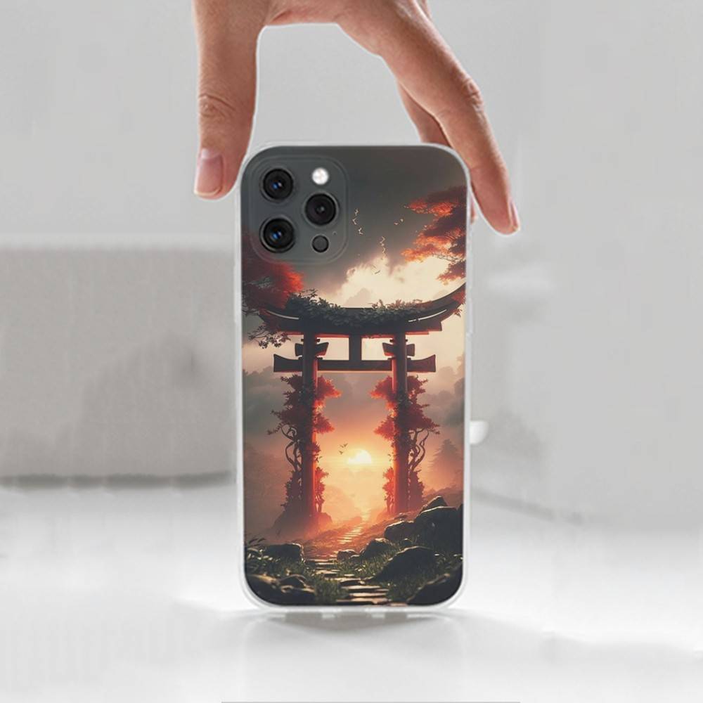 Art Style Japanese Phone For iPhone 14,13,12,11,17,16,15,Pro,X,XS,XR,SE,Max,Plus,Mini Transparent Soft Cover