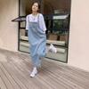 Women's Loose Fit Denim Overall Dress Casual Adjustable Strap Midi Sundress