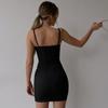 Luxuriöses, schulterfreies Kleid mit Trägern, schwarz, tief ausgeschnittenes Kleid mit Trägern für Damen, modisches Sommerkleid