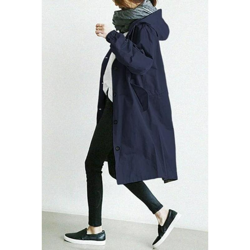 Autumn Casual Women's Mid-length Over-the-knee Windbreaker Jacket Loose Plus Size Coat