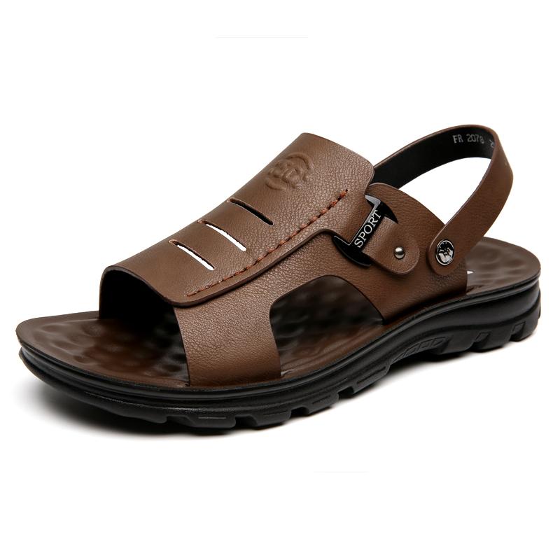 Men's Breathable Summer Cow Leather Sandals 2026 Anti-slip Soft Bottom Beach Shoes Casual Men's Slippers One-piece Free Shipping