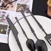 4Pcs Mirror Black Cutlery Set Stainless Steel Flatware Western Knife Fork Spoon Silver Cutlery Kitchen Tableware Set Supplies