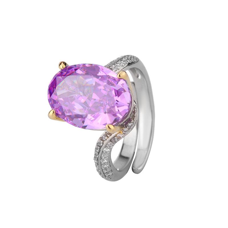 Jewelry Copper Bottom Gold-plated High-carbon Diamond Ice Flower Cut Pigeon Egg Copper Setting Set Female 10 * 14