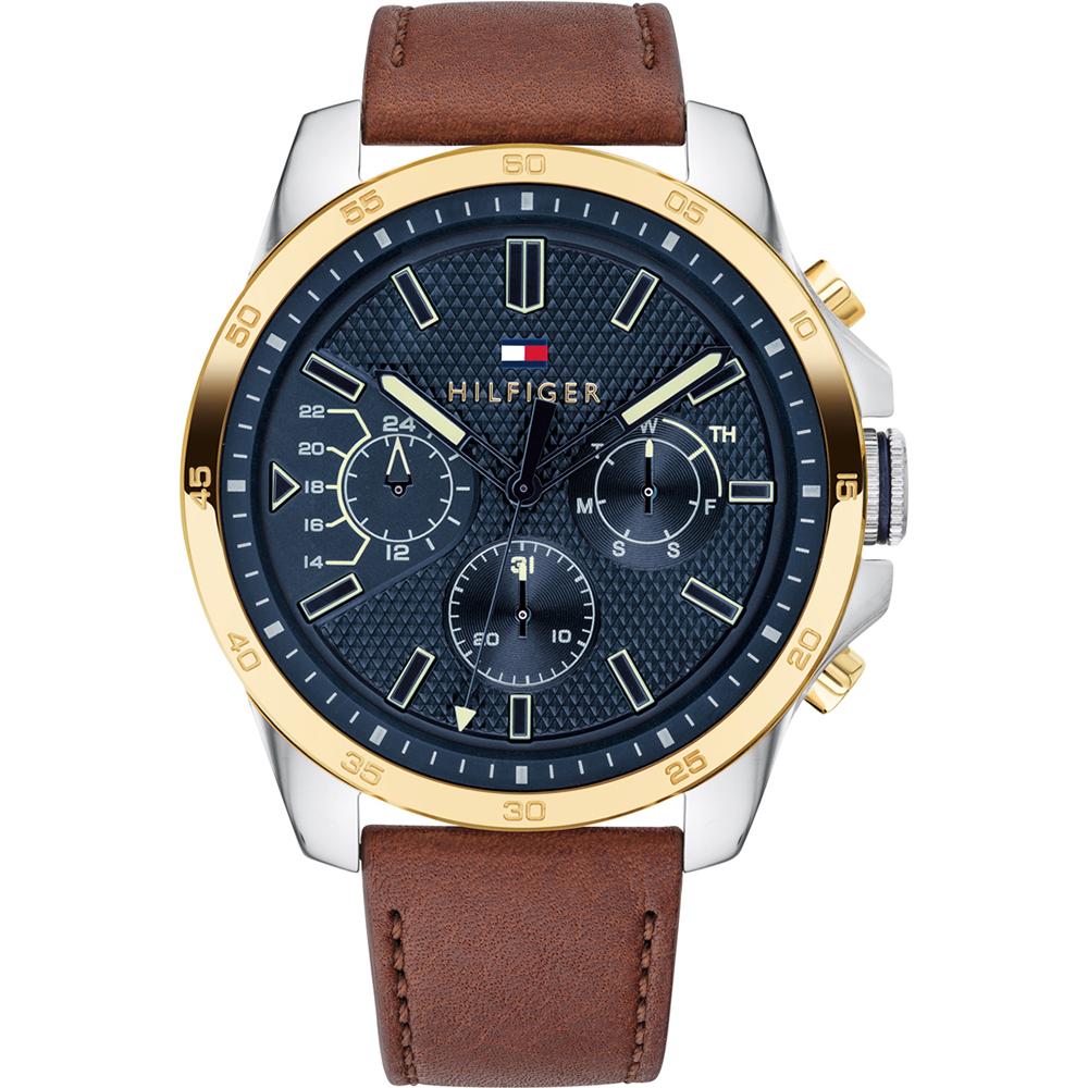 Tommy Hilfiger Decker Blue Dial Brown Leather Strap Men s Quartz Watch 1791561 синий