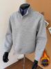 Men's Retro Plaid Patchwork Faux Two-Piece Velvet Hoodie and Polo Shirt Combo
