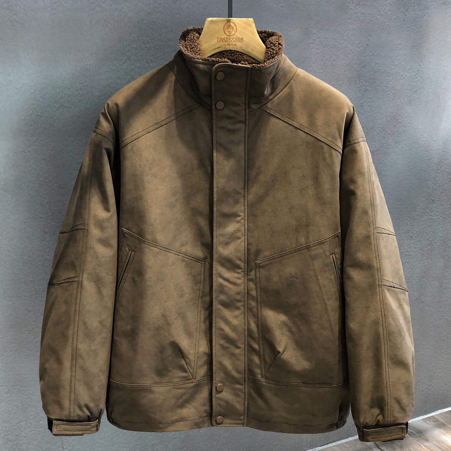 

Винтажная утолщенная мотоциклетная куртка-стойка мужская зимняя теплая флисовая куртка 4XL