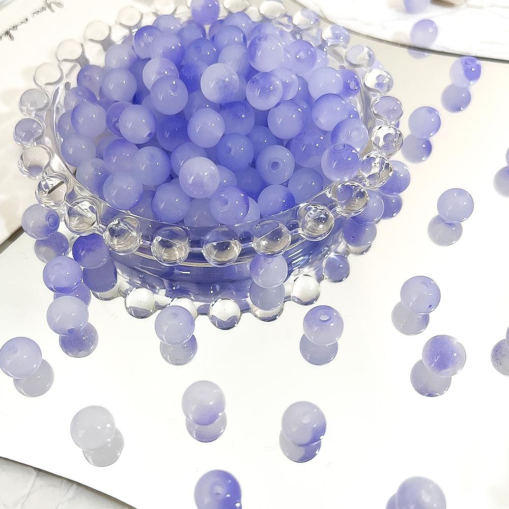 100pcs Glass Gradient Beads Multi Color Round 8mm Loose Spacer Beads for DIY Craft Bracelet Necklace Jewelry Making Findings