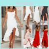 Elegant Women Sleeveless Ruffle Asymmetric Cocktail Long Maxi Sun Dress For Summer