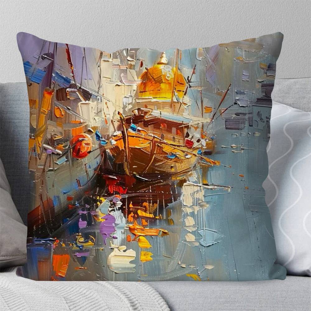 Colourful Abstract Painting Pillow Case Fashion Square Pillowcase Bedroom Sofa Room Ins Decoration Leisure