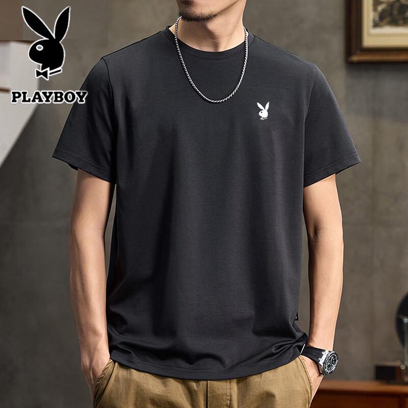 Playboy Men s Cotton Round Neck T-Shirt S чёрный