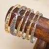 Salircon 6 Pcs/set Vintage Metal Stacked Bangle Women Ethnic Style Fish Pattern Symbol Bracelet Party Accessories Jewelry Gifts