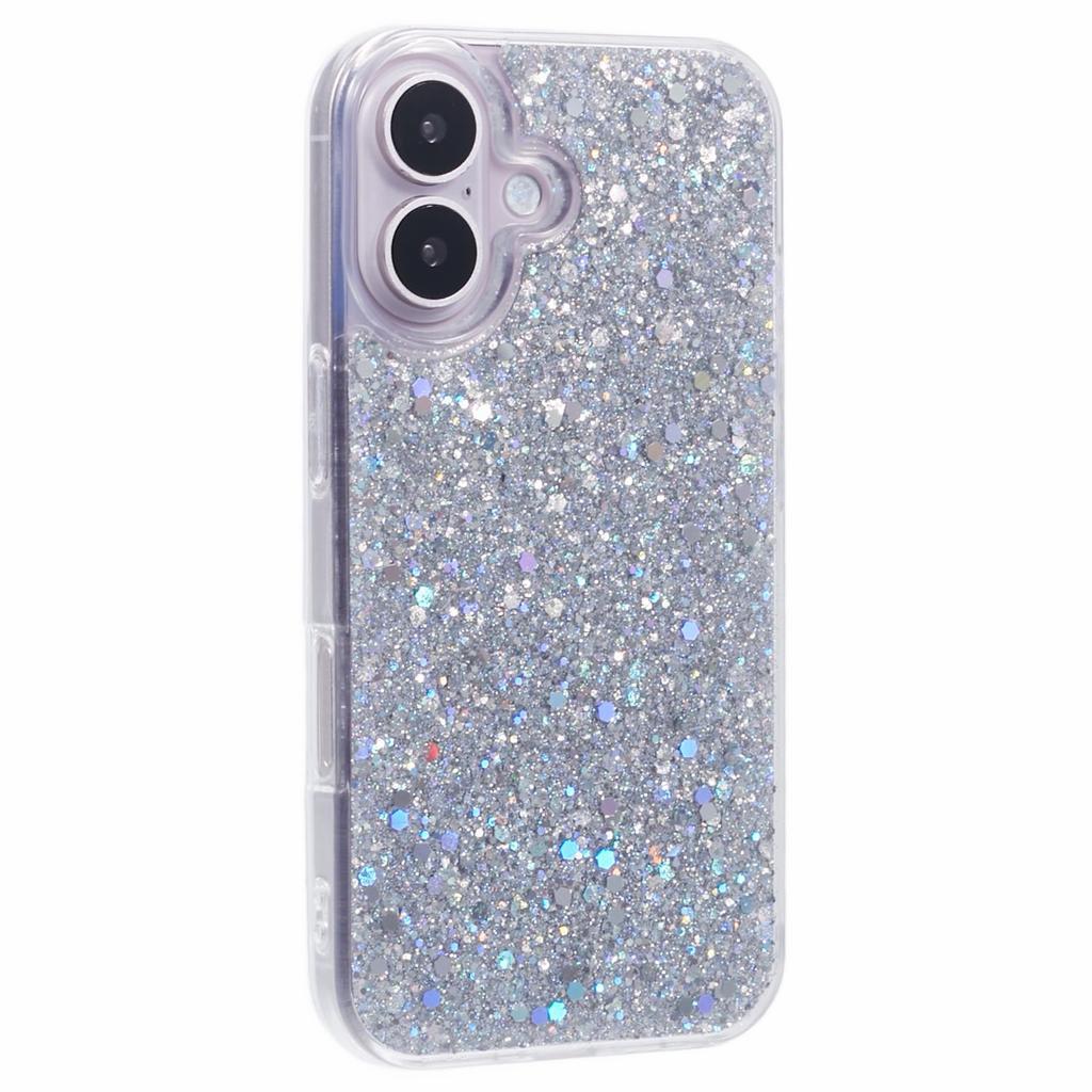 For iPhone 16 Plus Case Protective Soft TPU Phone Cover with Glittery Surface