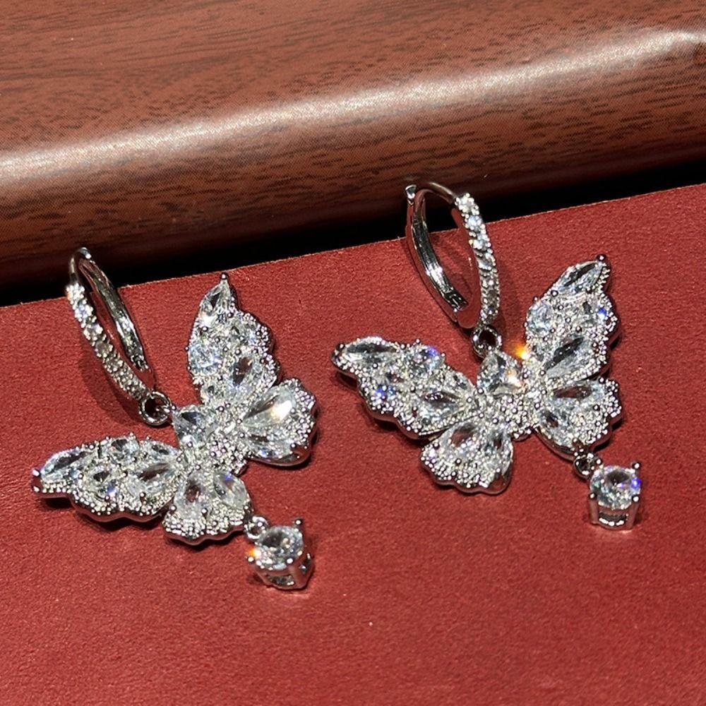 Zircon Butterfly Drop Earring Hook Piercing Ear Jewelry Accessories  Women