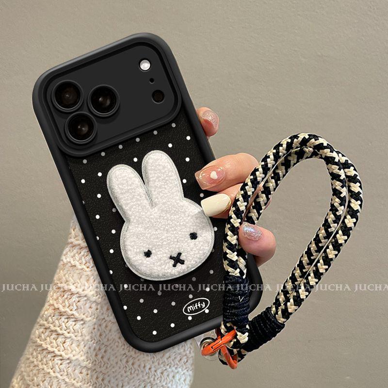Miffy Rabbit Polka Dot Phone Case: Compatible with iPhone 15, 16 Pro Max, 17. Features a high-end, simple design.