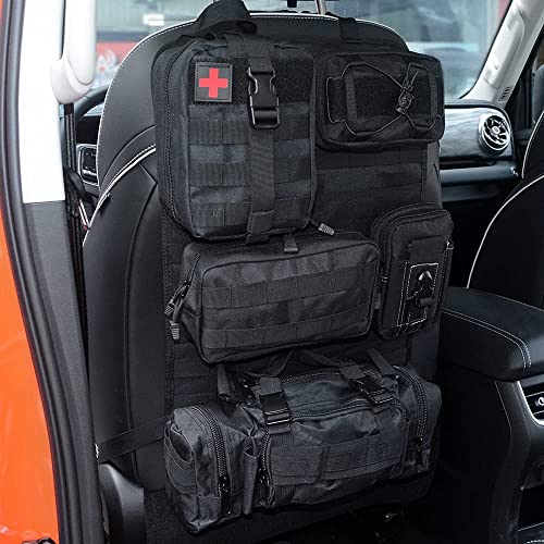 Molle Seat Back Organizer, Tactical Seat Cover, Molle Vehicle Organizer Modular Storage Platform Car Seat Cover Protector, Black