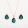 European & American Versatile Rhinestone Necklace & Earrings Set - Classic Multicolor Water Drop Glass Crystal Jewelry (3 Pieces)
