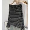 Autumn 2025 New Arrival: Women's High-End Korean Style Striped One-Shoulder Long-Sleeved T-Shirt