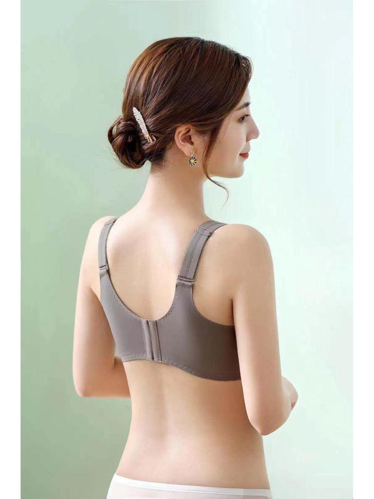 Women's Lace Full-Cup Wirefree Bra – Supportive, Breathable, Anti-Sag, Plus Size, Beautiful Back Design