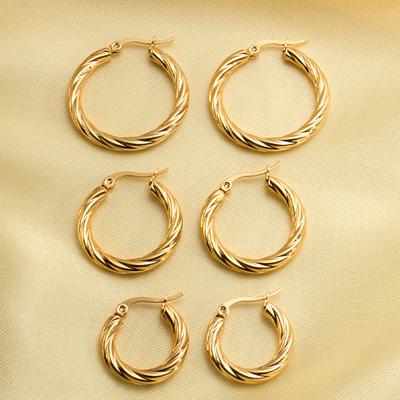 Ευρωπαϊκό και Αμερικανικό Ρετρό Στυλ Χρυσά Γυναικεία Μοντέρνα Στρογγυλά Δίχρωμα Ανοξείδωτα Σκουλαρίκια Απλό Εξατομικευμένο Σετ Σκουλαρικιών