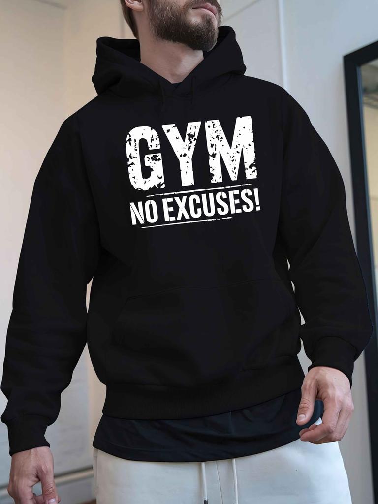 GYM NO EXCUSES New Autumn and Winter Velvet Sweatshirt unisex Clothing Free Hoodie Clothes American Trendy Printed Tops unisex Gifts