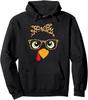 Funny Turkey Face Leopard Glasses Thanksgiving Unisex Hooded Sweatshirt