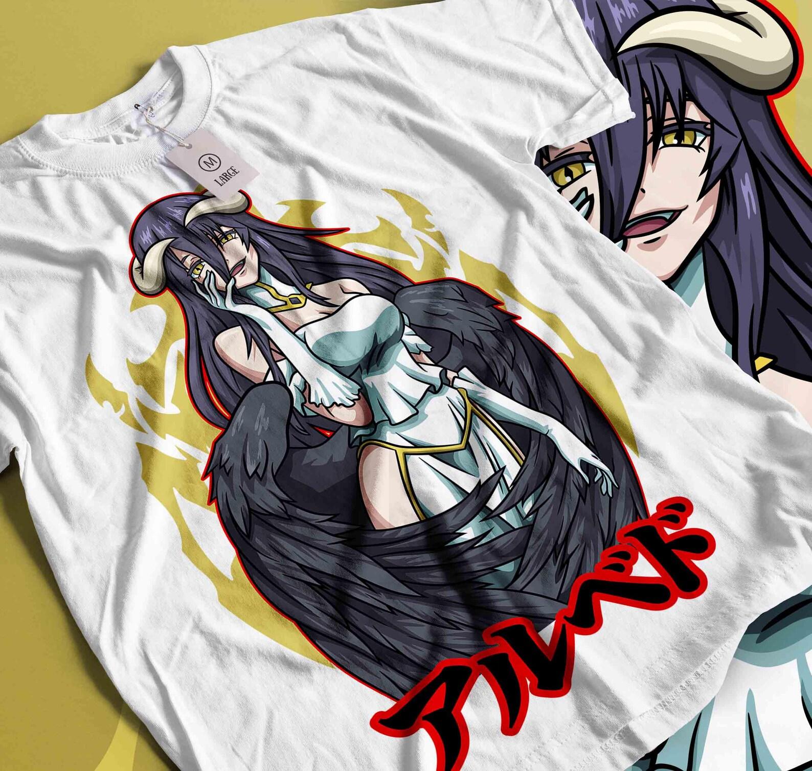 Albedo Overlord Tshirt, Anime Overlord Character, Demon Girl, Succubus, Ainz Ooal Gown, Momonga, Tomb of Nazarick, Anime Streetwear 2XL