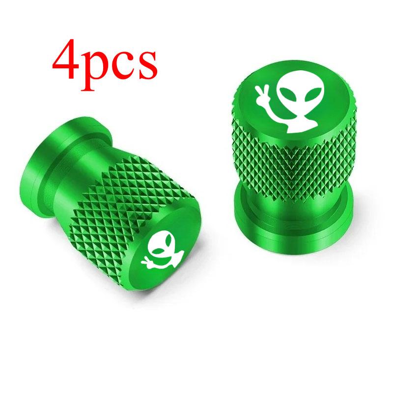 4pcs Alien Car Wheel Tire Valve Cap Stem Air Cover Car Styling Truck Car Motorbike Bike Accessorie