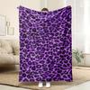 Soft High-Definition Digital Print Purple Leopard Pattern Blanket Cooling Blanket Soft Breathable 100% Polyester All-Season Fami