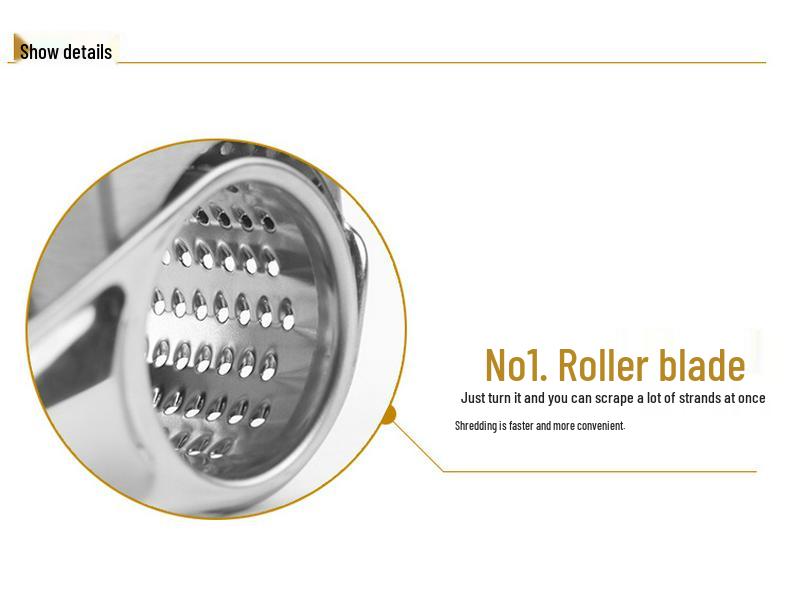 Multifunctional 430 Stainless Steel Cheese Grater with Hand-Crank & Multiple Blades