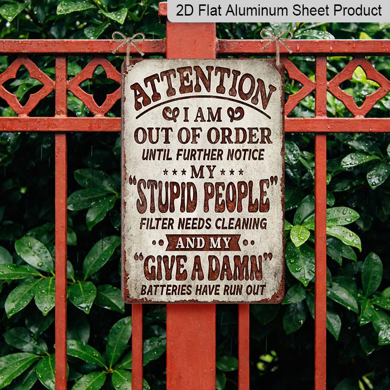 2D Flat, 1pc Funny Warning Sign - Vintage Metal Decor with Sarcastic Message - Rustic Garage, for Man Cave, Bar Decoration - Durable Aluminum Plaque