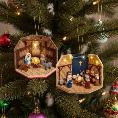 DIY Nativity Scene Ornament Kit with LED Lights Beginner Friendly Christmas Decoration Easy To Hang Holiday Ornament for Tree And Home