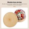 Vintage Stickkissen Halbrundes Nadelkissen mit Holzfuß Nadelhalter für DIY Handwerk Nähzubehör