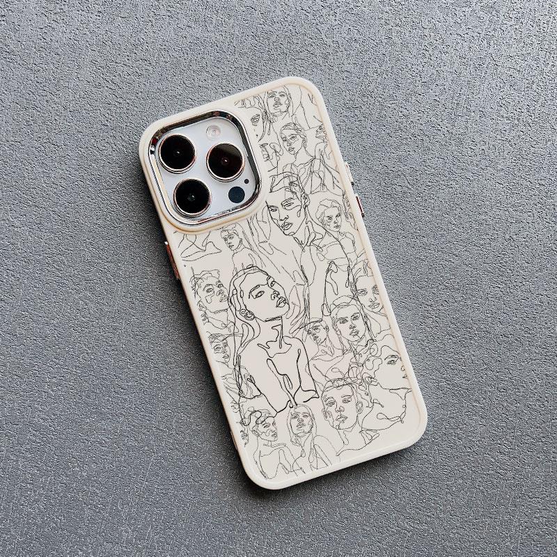 Abstract Geometric Art Line Face Silicone Phone Case for IPhone 16 13 12 11 Pro Max 15 14 Pro Max Plus 7 8 X XS XR Back Coque