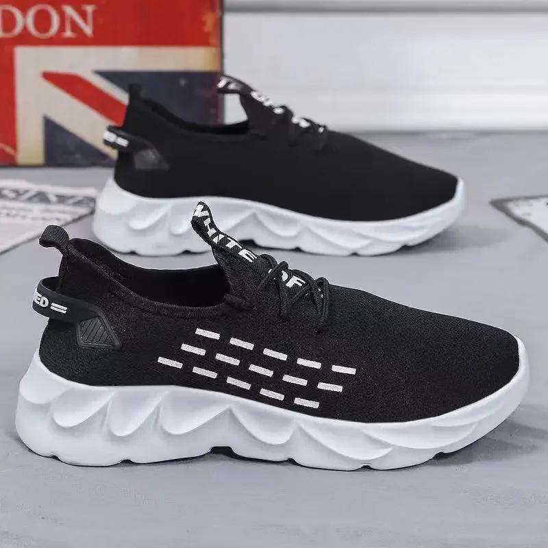 

2025 v Fashion Men Sneakers Mesh Casual Shoes Lac-up Men Shoes Lightweight Vulcanize Shoes Walking Sneakers Zapatillas Hombre 44 чёрный
