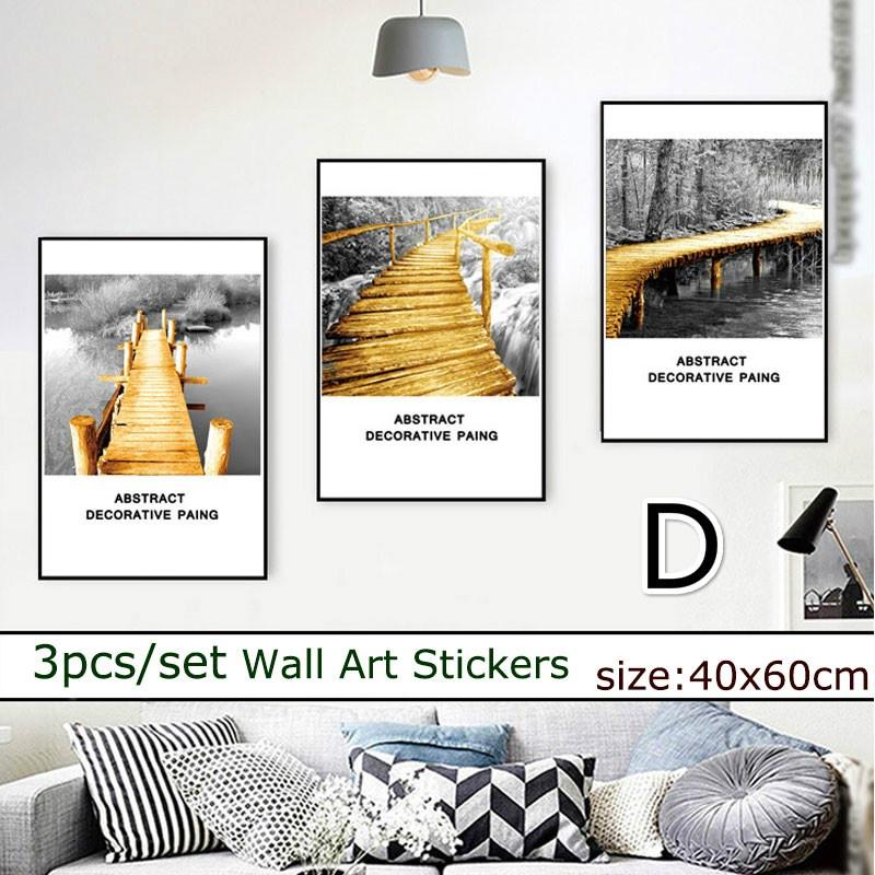 3pcs/set  Self-adhesive Decorative Wall Stickers Picture Warm Poster Home Layout Background Wallpape