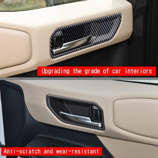 One set Carbon Fiber Texture ABS Door Cup Panel & Inner Handle Frame for Toyota Interior