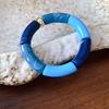 Neue gespleißte Bambusrohr Acryl Runde Armreifen für Damen Herren Mode Smuding Geometrische Armbänder Elastischer Armreif Partner Schmuck X